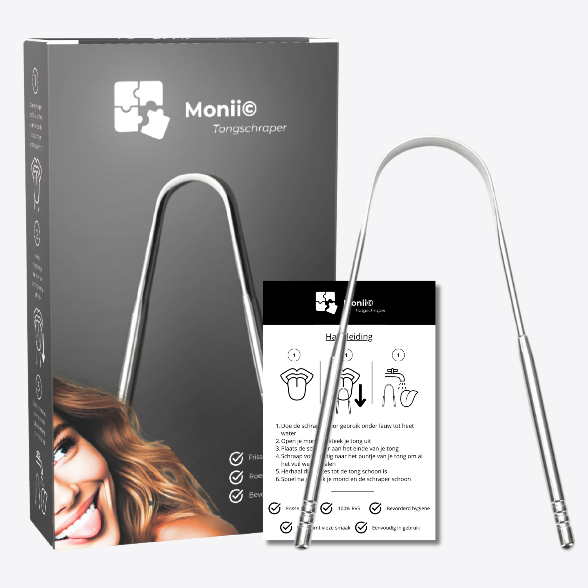 Tongschraper - RVS - Tongreiniger - Tongborstel - Mondverzorging - Tongue Scraper