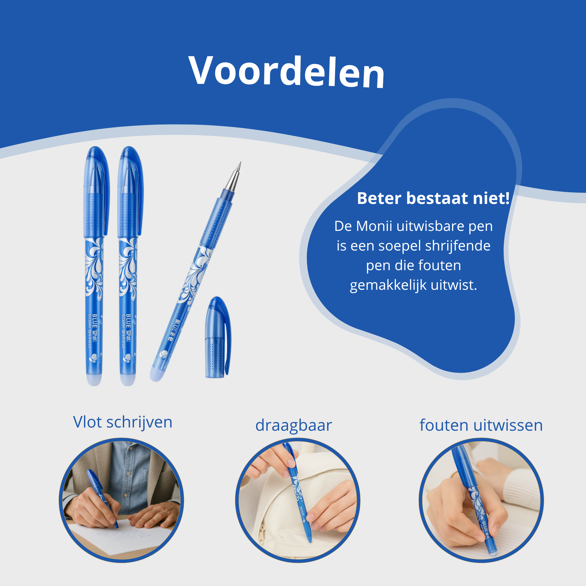 Uitwisbare Pen - 2st, Incl. 20 Vullingen & 1 Gum