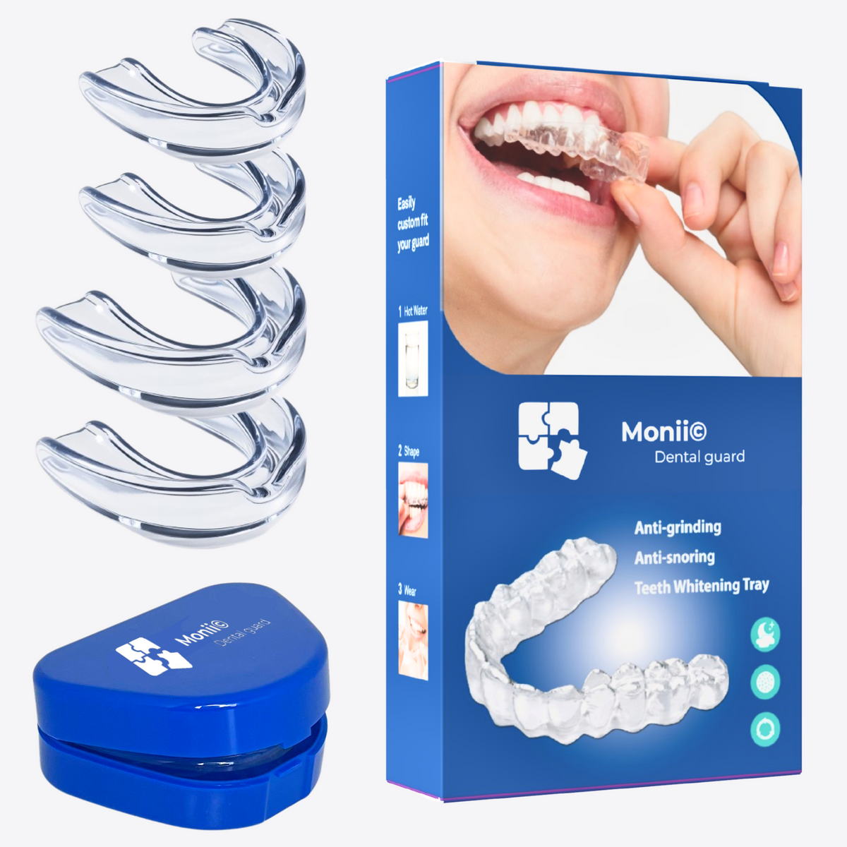 Anti Knarsbitje - 4 Stuks, 2 Maten - Geschikt Voor Elk Gebit - Geurloos & Smaakloos - Voorkom Gebitschade – Nachtbeugel – Gebitsbeschermer – Knarsbeugel – Bruxisme – Bitje - Tandenbeschermer – Dental Guard – Geschikt Als Sova Nightguard